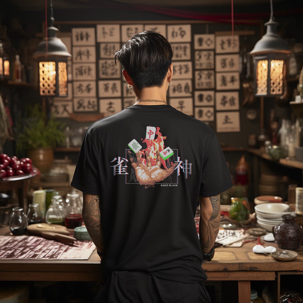 布懒制衣麻将创意短袖复古新品