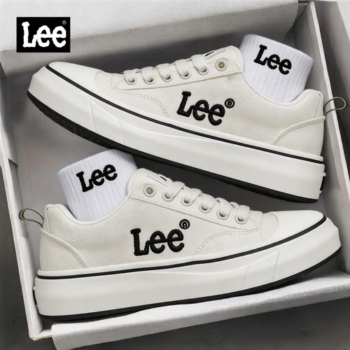 Lee低帮透气帆布鞋休闲小白鞋男