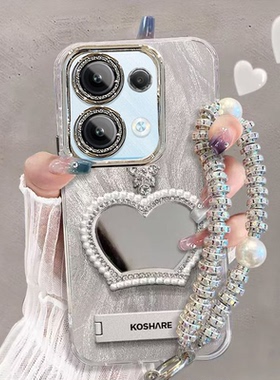 适用opporeno13pro手机壳补妆镜PKK110带镜头膜opopreno13保护套PKM110全包边5g新款防摔0pp0ren013pr0高级女