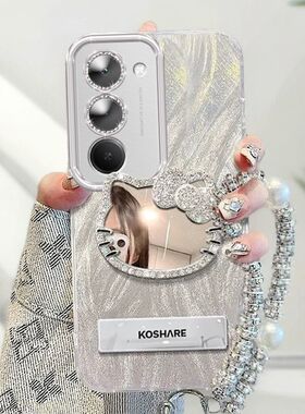 适用小米红米note15r手机壳KT猫镜子redmiNote15R保护套5g带镜头膜noto补妆新款nota全包防摔高级女手链支架