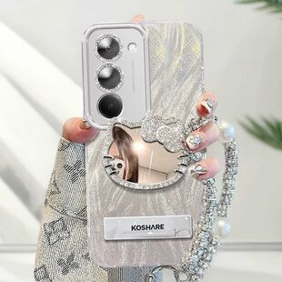 适用小米红米note15r手机壳KT猫镜子redmiNote15R保护套5g带镜头膜noto补妆新款nota全包防摔高级女手链支架