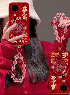 适用vivos19手机壳红色V2364A软硅胶vivos19pro保护套V2362A新年款5g全包边防摔viv0s19pr0支架手链喜庆潮女