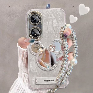 适用华为荣耀畅玩60手机壳化妆镜子NIC 女n1c高级5g AN00保护套honor畅完60m带镜头膜anoo全包边防摔软nlc新款