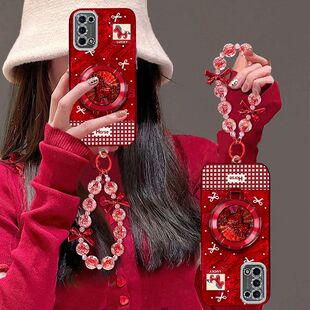 适用oppoReno5手机壳女PEGM00镜头全包防摔reno5pro保护套0pp0ren05pr0本命年马pdsm00新款5K支架手链pegm10