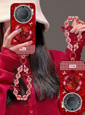 适用荣耀x40手机壳女RMO-AN00镜头全包防摔华为honorx40保护套anoo本命年马5g新年款rm0支架手链喜庆高级红色