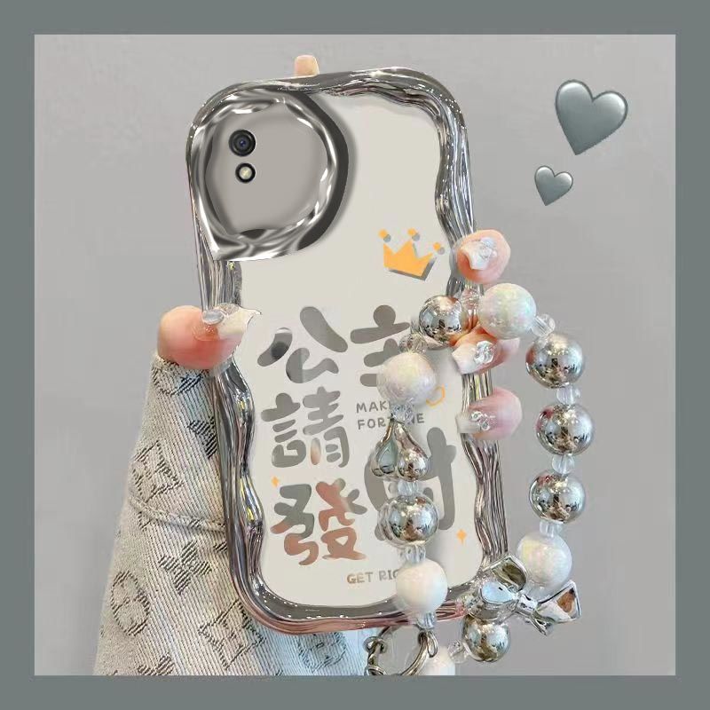 适用小米红米9a手机壳M2006C3LC电镀软硅胶hongmi9a保护套redmi9A全包边hm9a防摔a9高级新款文字个性手链女生