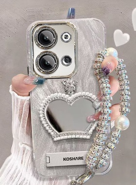 适用opporeno9手机壳补妆镜PHM110带镜头膜reno9pro+保护套PGW110新款0pp0ren09pr0全包边PGX110防摔5g外套女