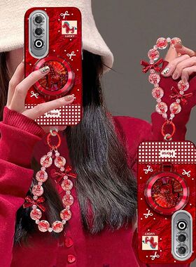 适用oppok12手机壳女PJR110镜头全包防摔opopk12plus保护套PKS110本命年马0pp0k12x新年款PJT110支架手链5g红