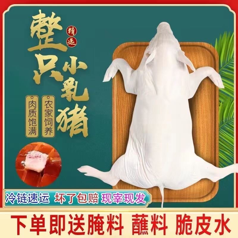 乳猪整只脆皮现拍现杀食用生鲜冷冻小耳朵3到40斤小香猪烧烤酒店