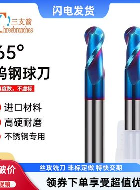 65度钨钢球刀立铣刀2刃加长高硬度涂层圆弧球形圆头R1 R2 R3 R4