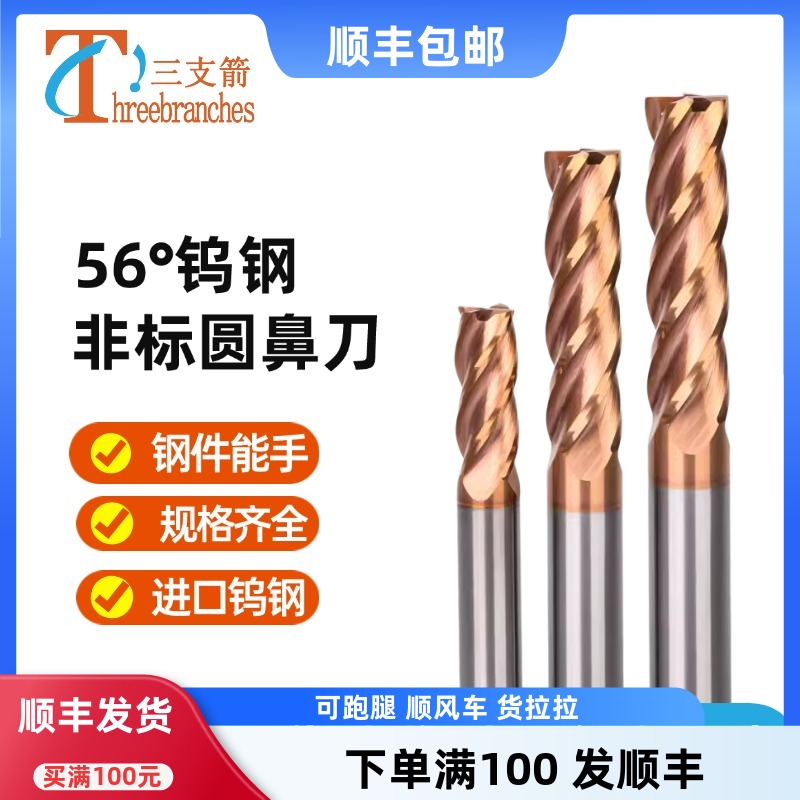 圆鼻刀钨钢非标圆鼻铣刀加长刃牛鼻刀加硬合金立铣刀r0.2 0.3 0.4