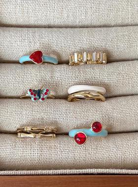 浪漫传说蝴蝶竹节戒指女