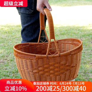 宝型手提篮仿藤编购物篮菜篮子户外野餐篮蘑菇采摘篮 博佰澜创意元