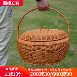 仿藤编拜拜手提篮子带盖婚庆乔迁拜神篮拜祖公篮子拜山篮子采摘篮