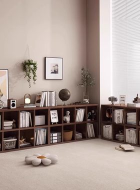 德国全实木书架落地立式多层一体靠墙书本架子客厅自由组合小书柜