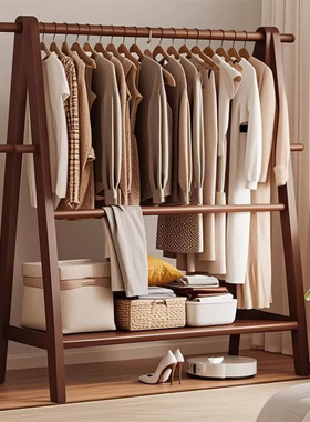 德国多功能实木衣帽架落地卧室挂衣架家用立式简易置物衣服收纳架