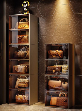 德国包包收纳柜家用放包包收纳神器卧室包包专用防尘盒落地展示柜