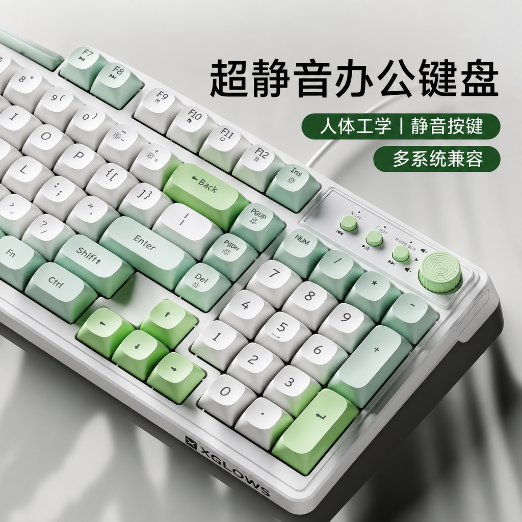 德国正品静音有线键盘鼠标套装机械手感台式电脑女生办公高颜值