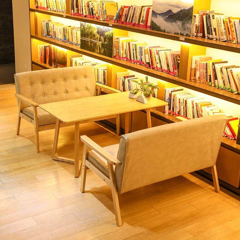 奶茶店桌椅组合甜品咖啡厅卡座简约休闲办公室双人网红洽谈皮沙发