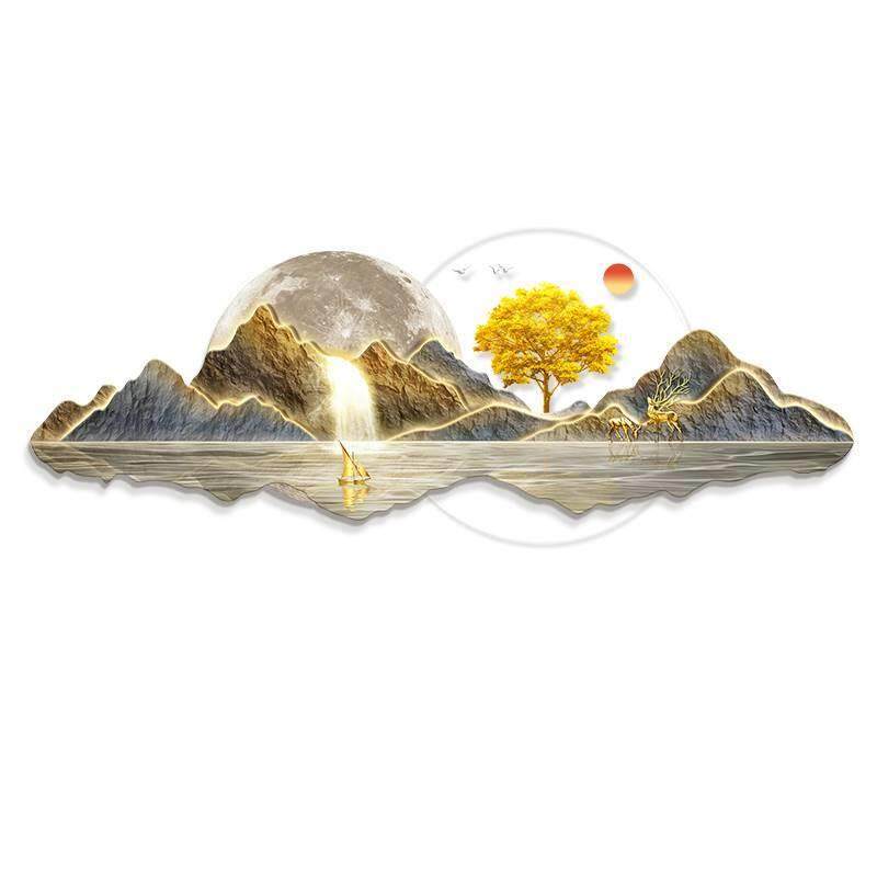 客厅装饰画轻奢高级感沙发背景墙挂画大气山水画壁画2025新款壁灯