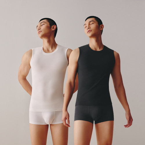 三枪背心男弹力棉宽肩无袖背心