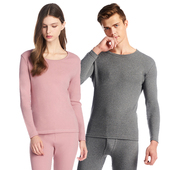 全棉秋衣秋裤 三枪内衣中老年正品 保暖套装 圆领长袖 女 加厚纯棉男士