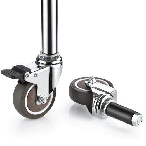 精益管万向轮橡胶2寸2.5寸3寸4寸膨胀式脚轮线棒圆管插杆静音滑轮