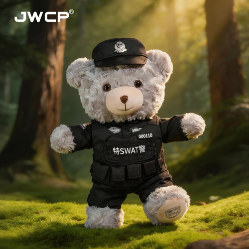 JWCP特警小熊正版玩偶毛绒公仔