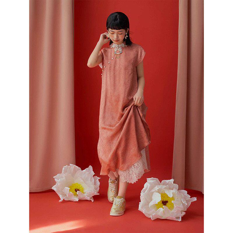 新中式晨袍女新娘出阁回门红色旗袍敬酒服领证登记小礼服
