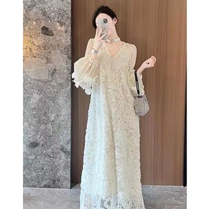 超仙高档设计感立体花朵连衣裙宽松显瘦仙女裙