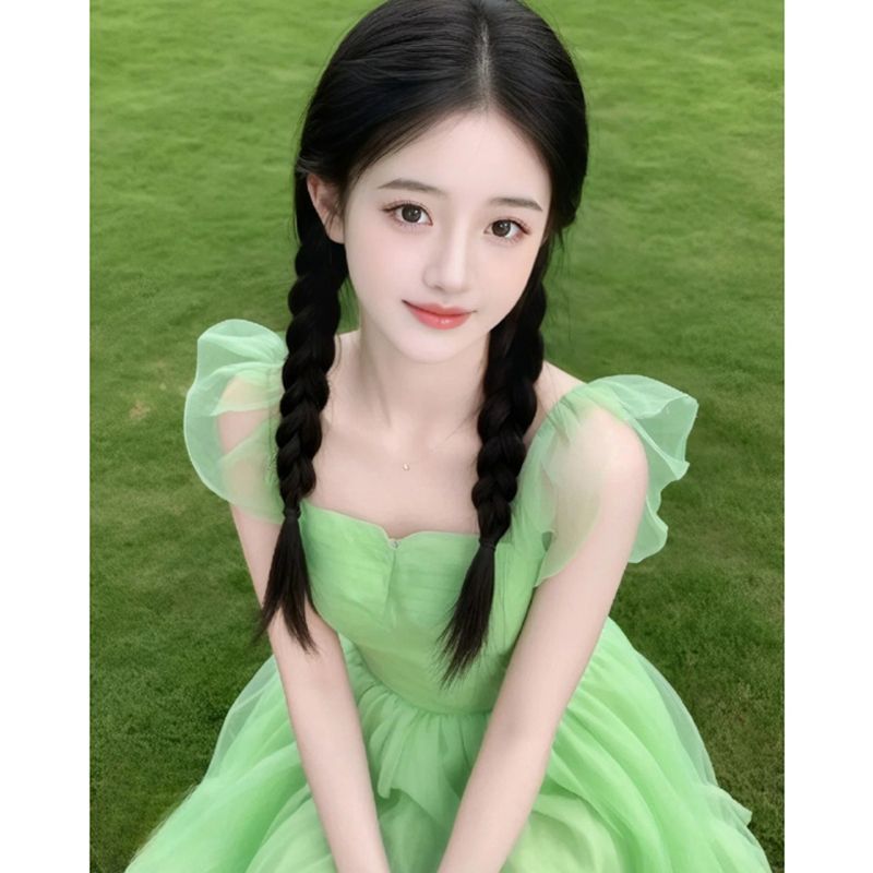 绿色雪纺连衣裙2024新款