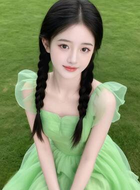 绿色雪纺连衣裙2024新款