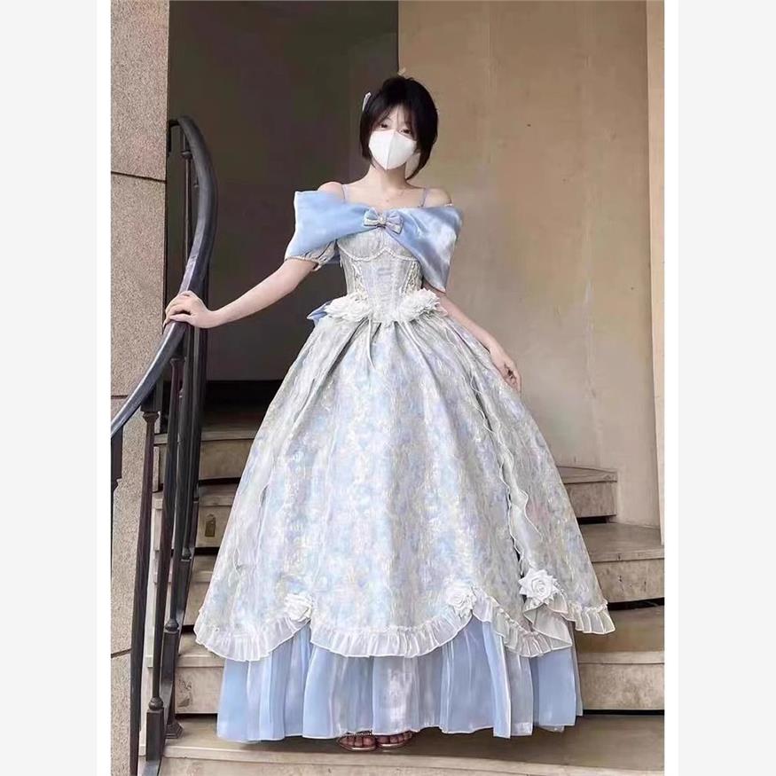 一字肩晚礼服高级感宫廷