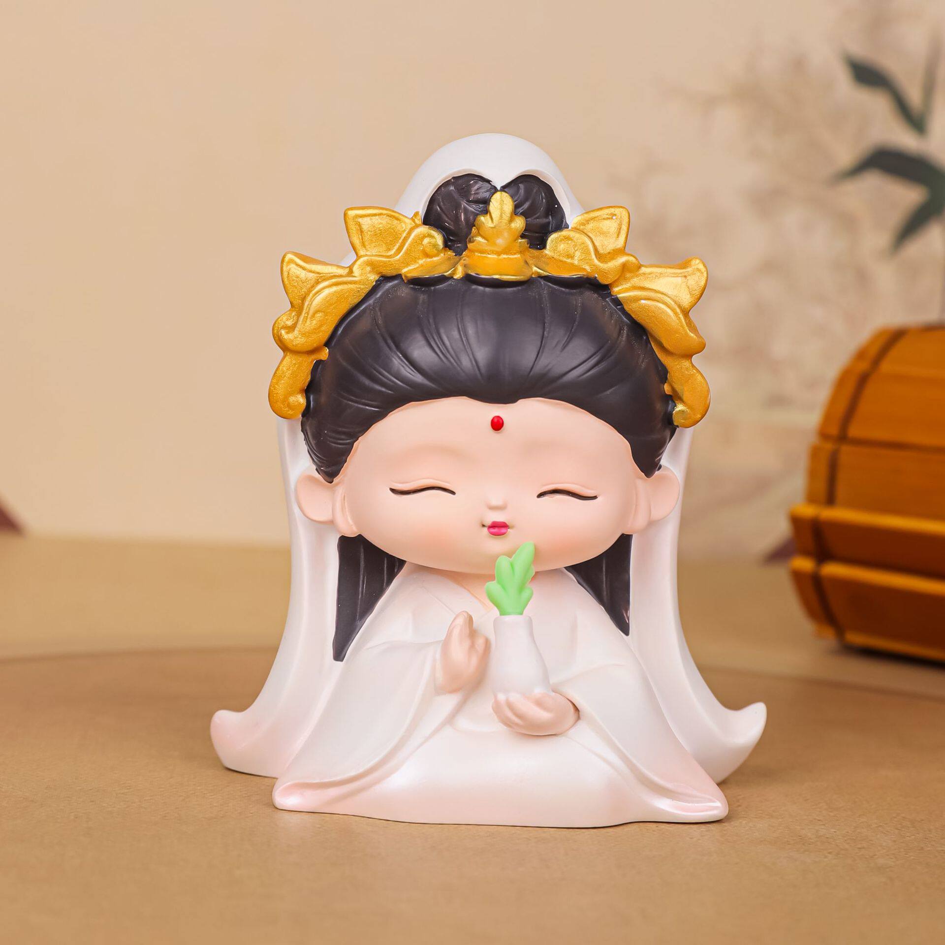 国潮可爱赐福转运小神仙观音佛祖汽车桌装饰玄关办公室吉祥物摆件