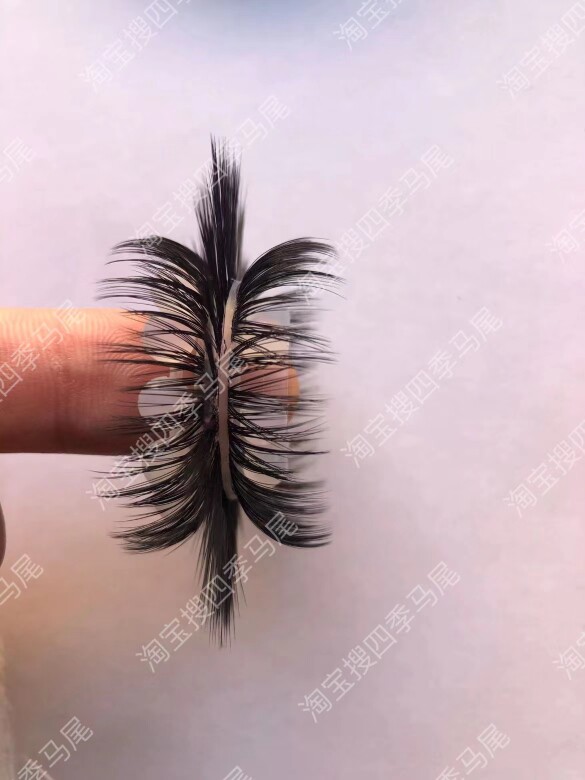 新款浓密羊眼睛圈套马毛三层男士马尾硅胶套圈天然夜光弹力羊眼
