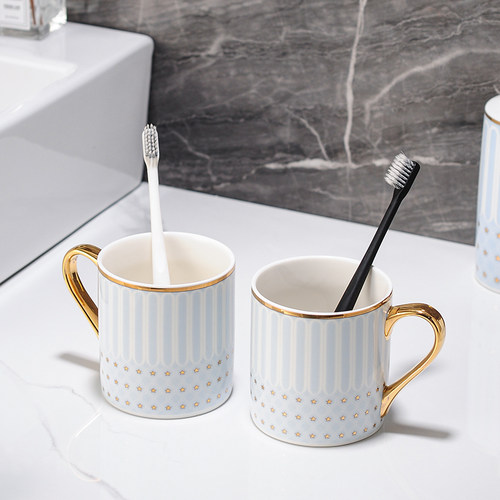 洗漱杯套装漱e口杯卫生间轻奢陶瓷卫浴五件套用品浴室摆件托盘牙