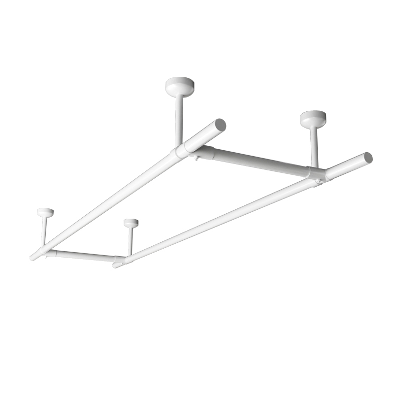 晾衣架阳台顶装固定式双杆不锈钢白色凉衣捍晒衣杆家用Y杆子晾衣