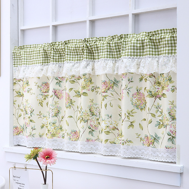 免打孔迷你小窗户短帘卧室厨房欧式门帘半帘卫生间遮挡Y帘定做粘