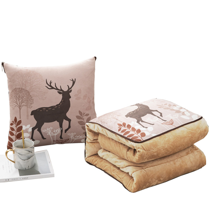 折叠汽车上抱枕被子两用加厚x珊瑚绒沙发靠垫办公室午睡枕头空调