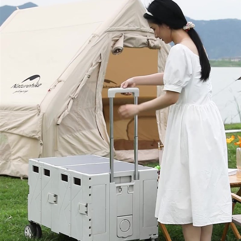 户外露营车小推车轻便q折叠野营五轮子野餐手拉车可坐小推车摆地