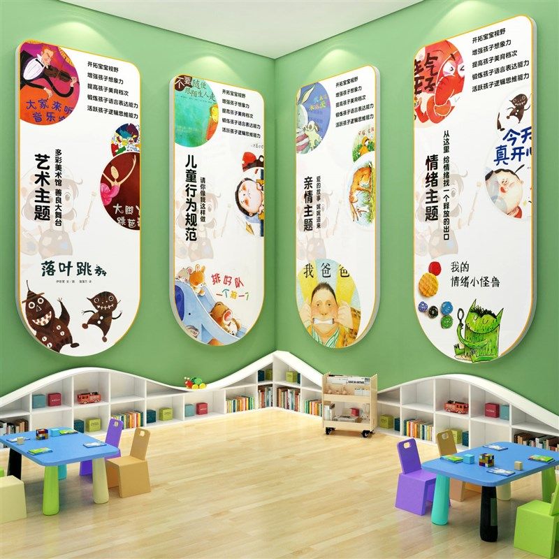 绘本馆环创图书角布置装饰画阅读区墙面儿童览室幼儿Y园文化贴互,家居饰品,文化墙贴,淘宝优惠券,粉丝福利购,淘宝优惠卷