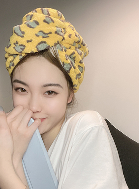 豹纹干发帽20g21新款李佳琪御用模特推荐超强吸水速干发巾洗头浴