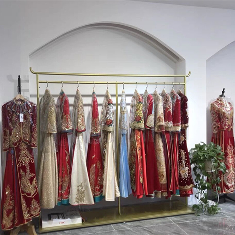 中式婚纱架婚f纱架子影楼拖尾落地架礼服展示架秀禾挂衣架旗袍货