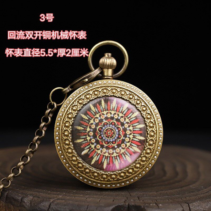 古玩杂项老东西旧货怀旧收藏纯铜回流西洋珐琅彩双V开机械复古怀