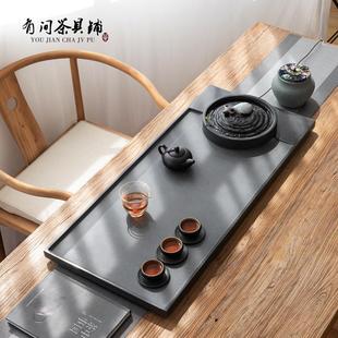 石头茶海家用大茶台 天然乌金石流水茶盘功夫茶具现代简约茶道套装