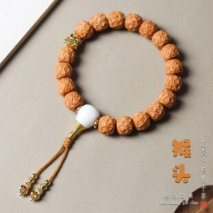 正宗猴头龙炎鲨鱼背全品无瑕疵水晶皮质高密度单圈佛珠文玩手串链