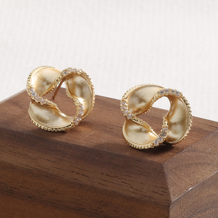 耳饰耳钉 耳扣新款 高级感镶钻扭曲圈圈耳环女法式 轻奢小众时髦个性