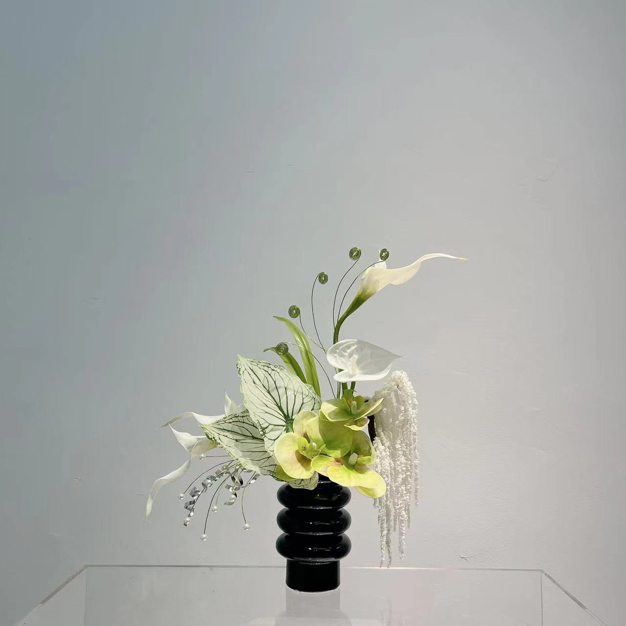 玺园黑色花瓶插花原创设计家用客厅简约个性桌面装饰品摆件酒店