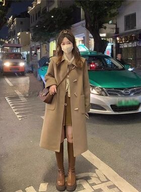 学生双面羊绒大衣女中长款2024秋冬新款学院风羊毛赫本风毛呢外套