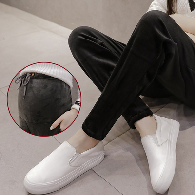 加肥加长孕妇高个子宽松裤子冬装加绒加厚打底休闲裤200斤保暖裤